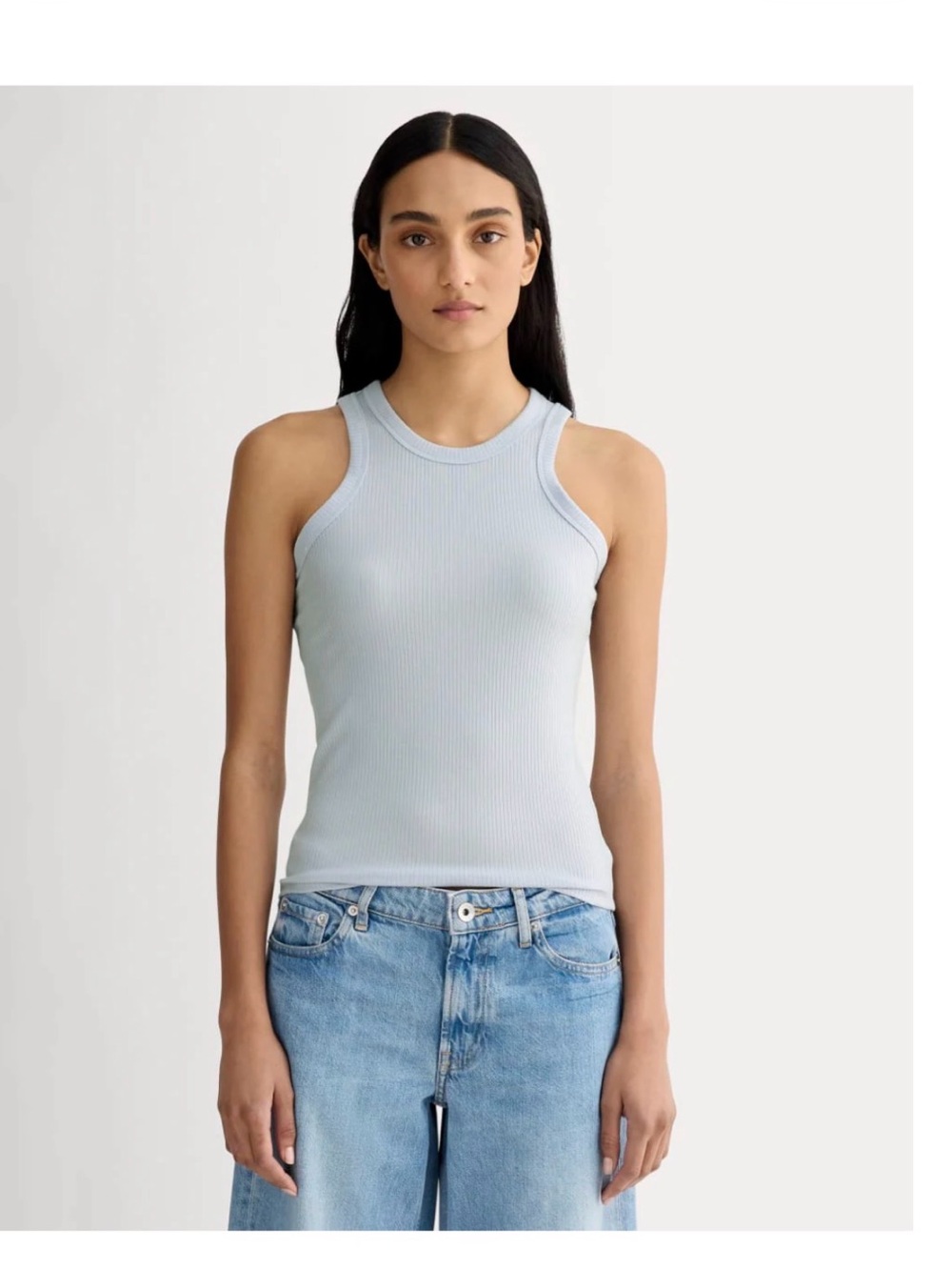 Everlane Pale Blue shimmy cut away Tank